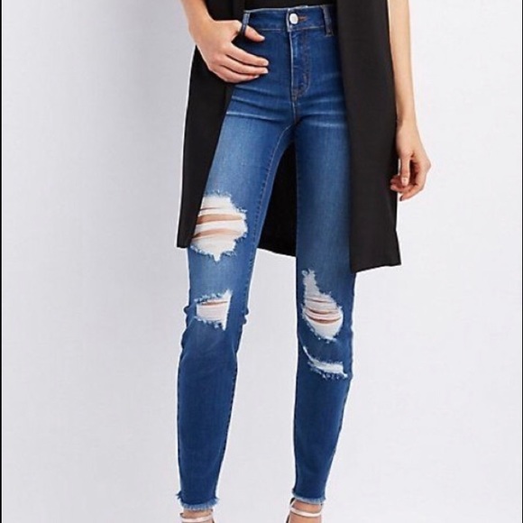 refuge Denim - Refuge Distressed Raw Hem Skinny Jeans